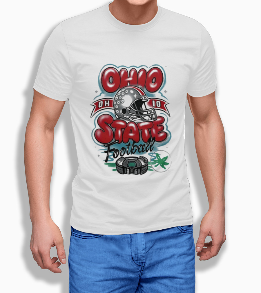 Ohio State Buckeyes Football 90s Bootleg Airbrush Helmet Stadium T-Shirt
