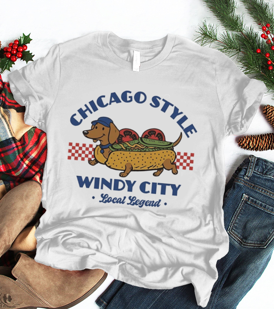 Chicago Style Windy City Local Legend Dachshund Hot Dog T-Shirt