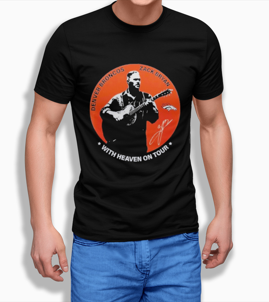 Denver Broncos 2026 Zach Bryan With Heaven On Tour Football Collaboration T-Shirt