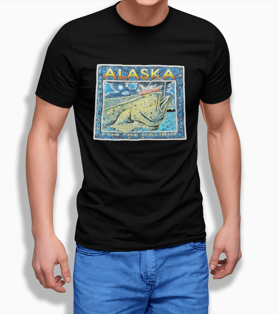Alaska For The Halibut Fishing Adventure Under Moonlit Sky T-Shirt