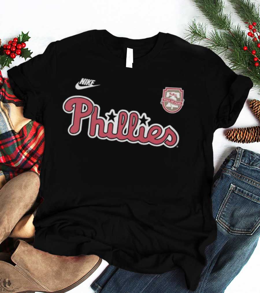 Nike Phillies Wall Of Fame Chase Utley 26 Philadelphia Text And Stars T-Shirt
