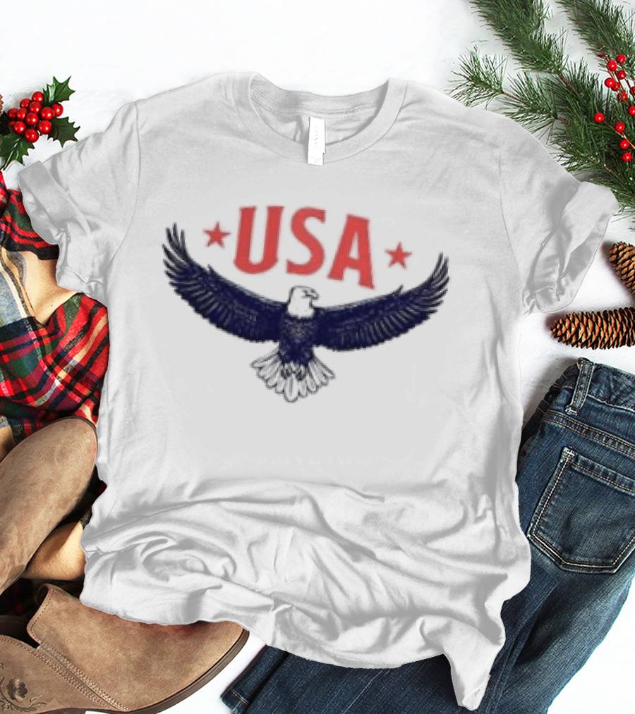 USA Eagle Symbol With Stars Celebrating Freedom And Bravery T-Shirt