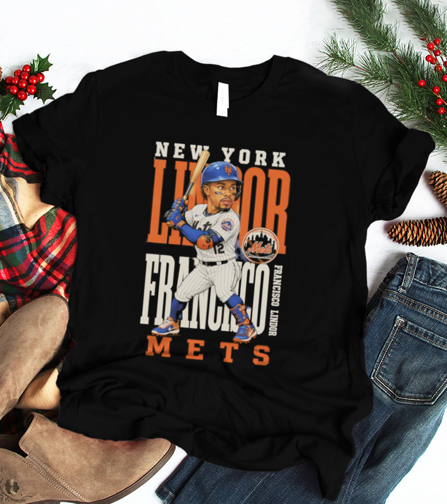 New York Lindor Francisco Mets 2026 Baseball Caricature T-Shirt