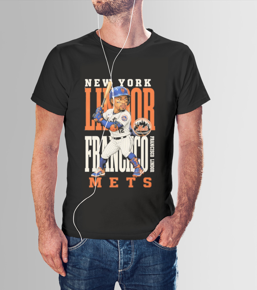 New York Lindor Francisco Mets 2026 Baseball Caricature T-Shirt