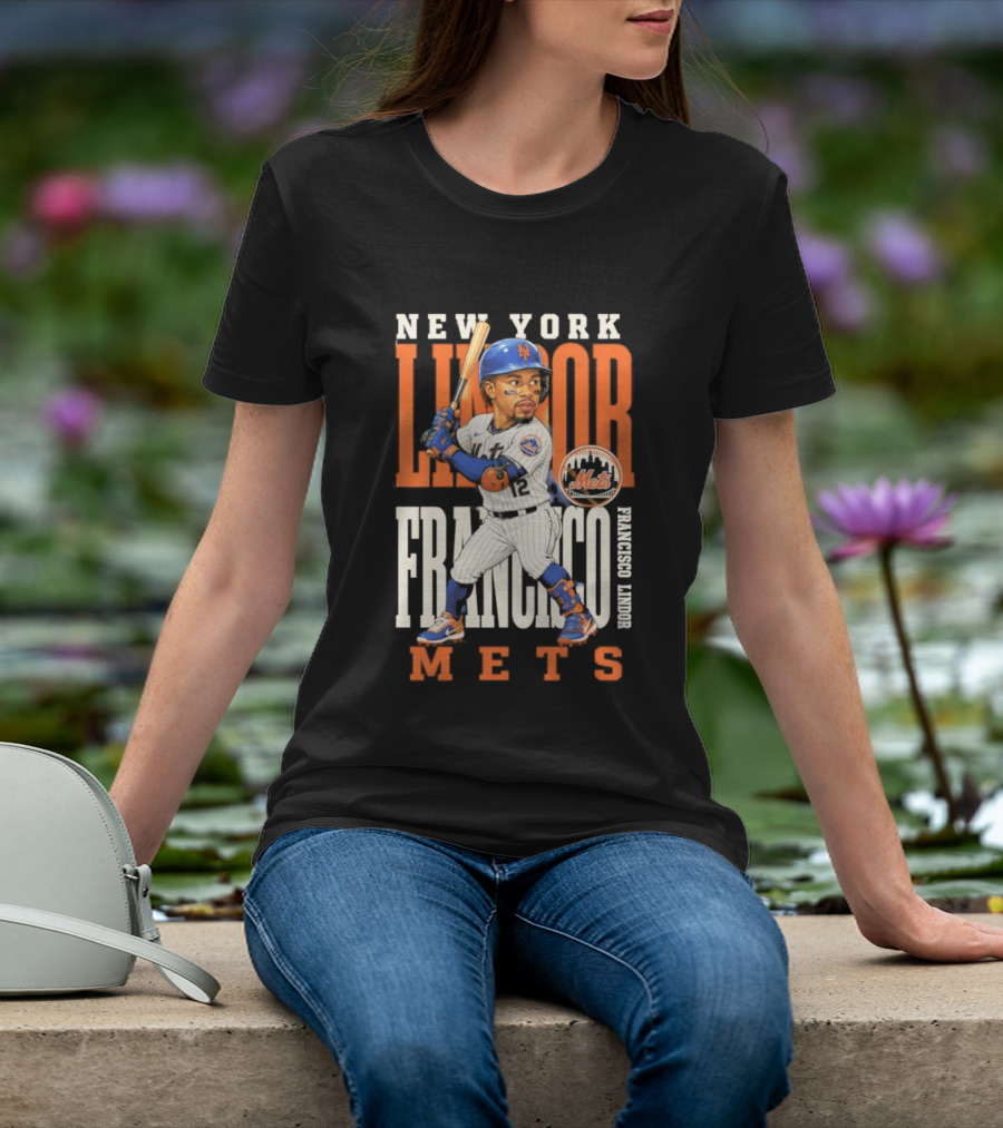 New York Lindor Francisco Mets 2026 Baseball Caricature T-Shirt