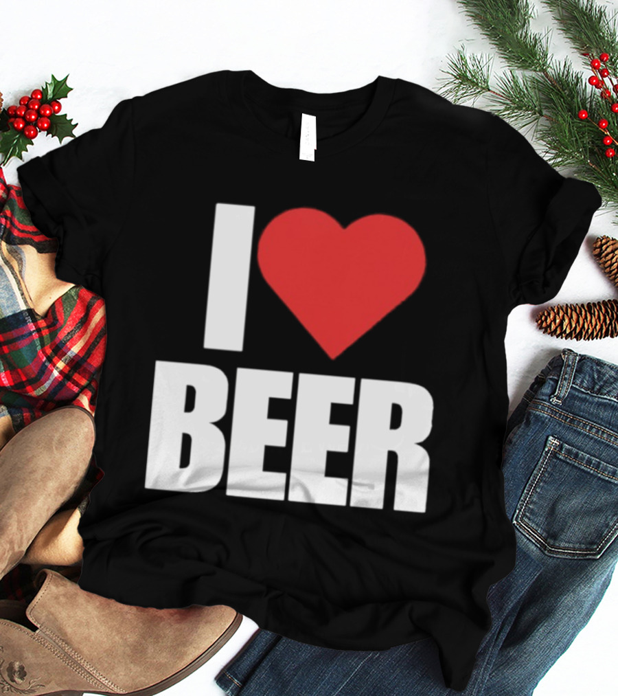 I Love Beer Bold Red Heart T-Shirt