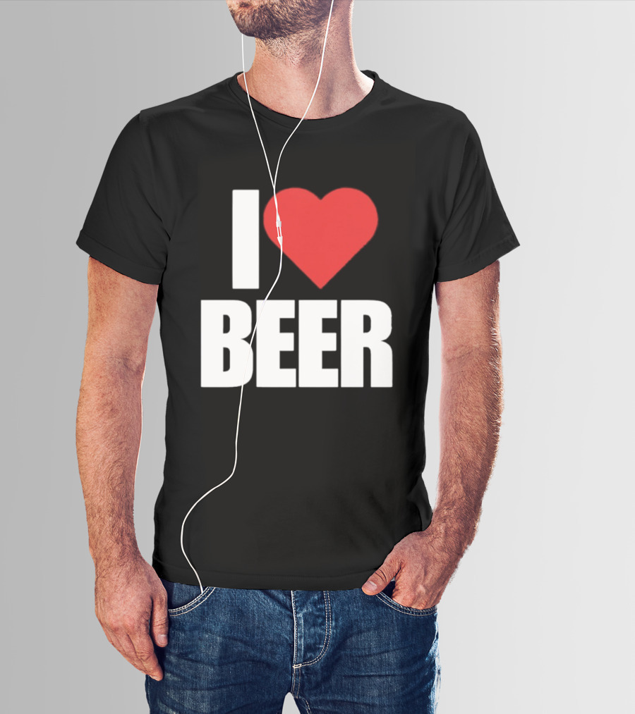 I Love Beer Bold Red Heart T-Shirt