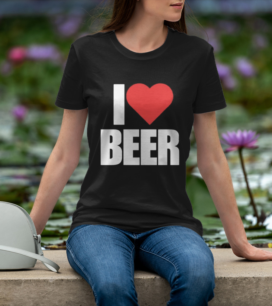 I Love Beer Bold Red Heart T-Shirt