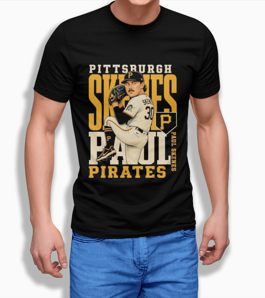 Pittsburgh Pirates Paul Skenes 34 Baseball Player Caricature 2026 Season T-Shirt
