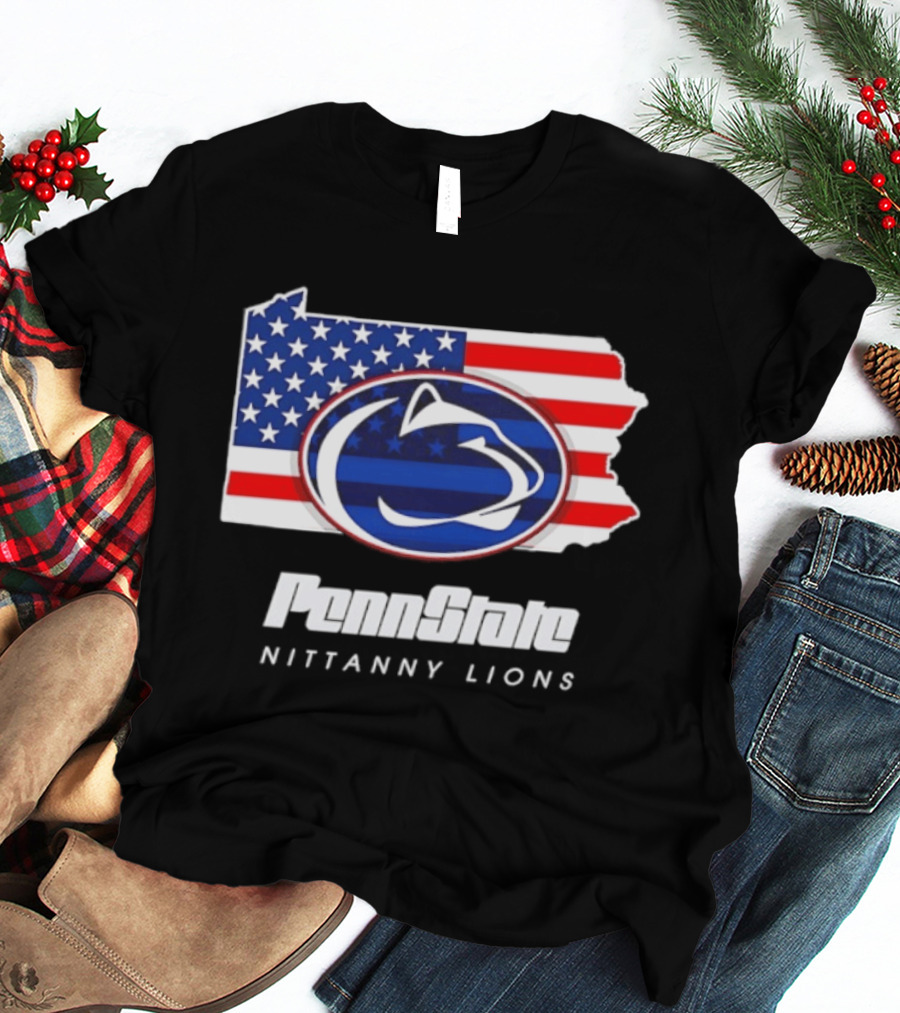 Penn State Nittany Lions Pennsylvania Flag American Pride T-Shirt