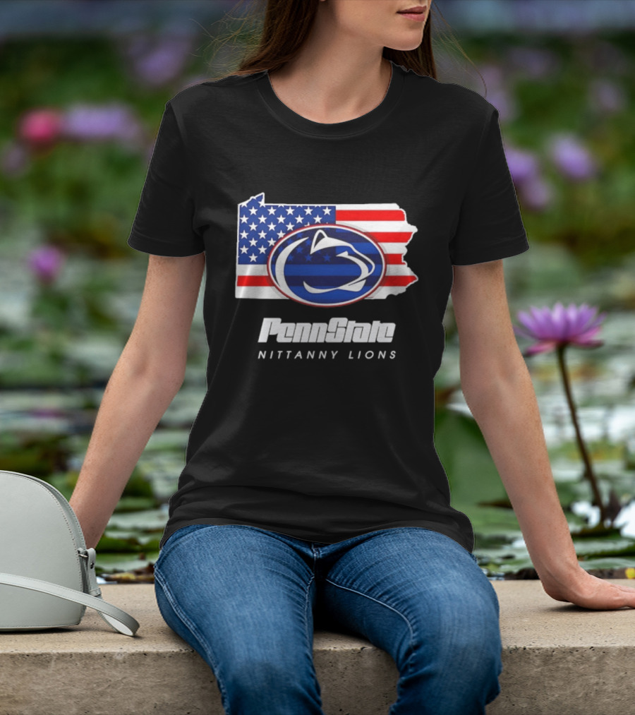 Penn State Nittany Lions Pennsylvania Flag American Pride T-Shirt