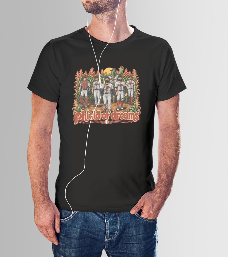 Phillies Phield Of Dreams Baseball Players And Mascot In Cornfield T-Shirt