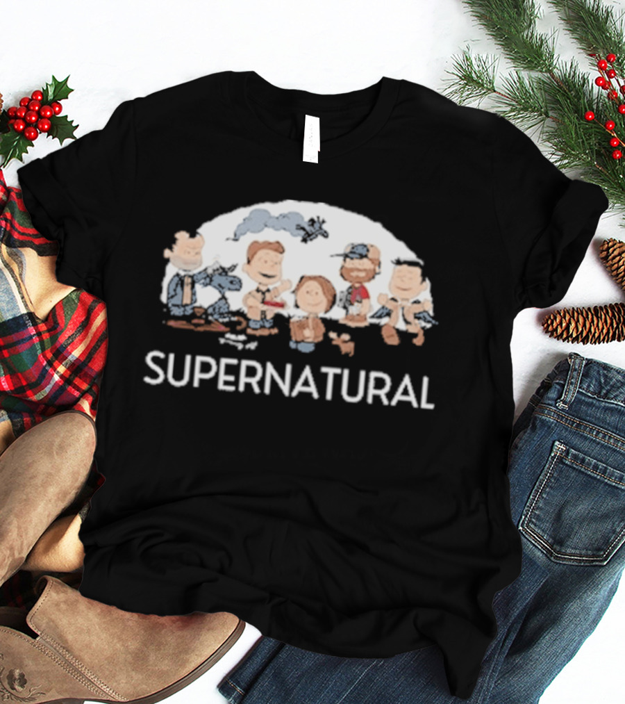 Supernatural Peanuts Cartoon Crossover Characters Collection T-Shirt