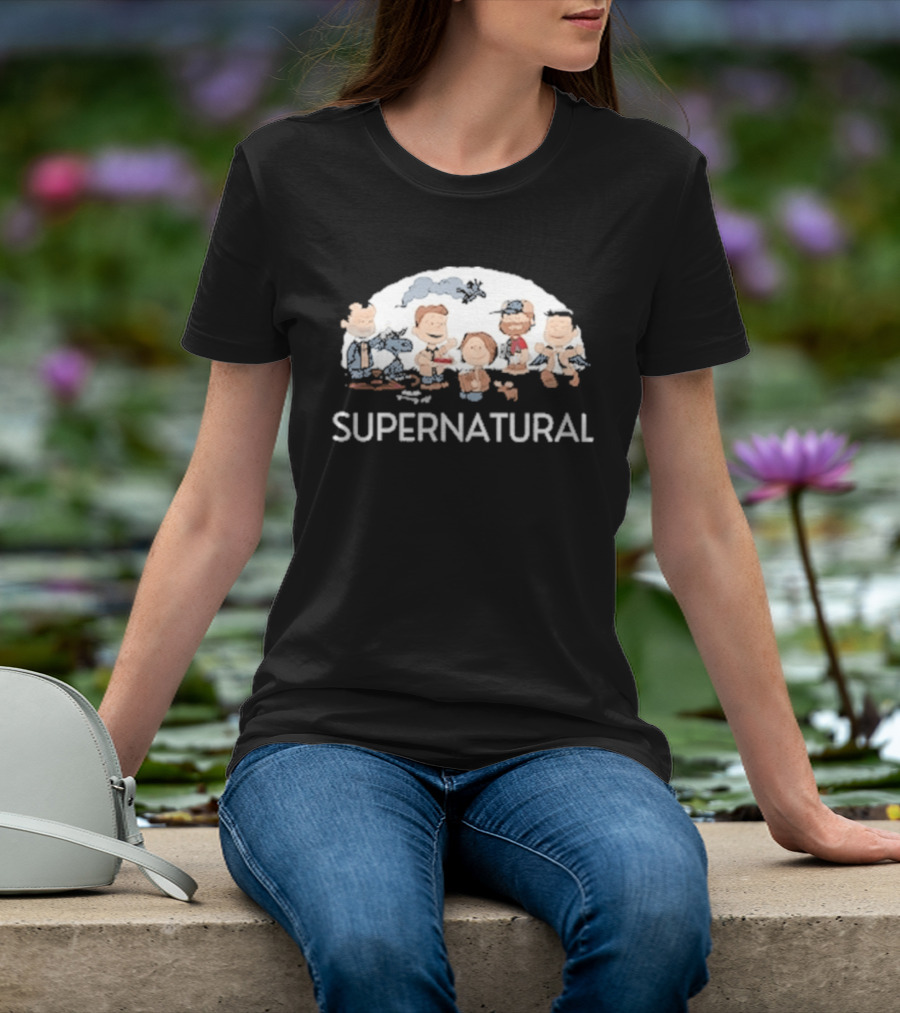 Supernatural Peanuts Cartoon Crossover Characters Collection T-Shirt