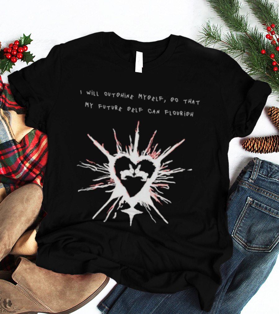 I Will Outshine Myself So That My Future Self Can Flourish Rabbits Heart Motif T-Shirt