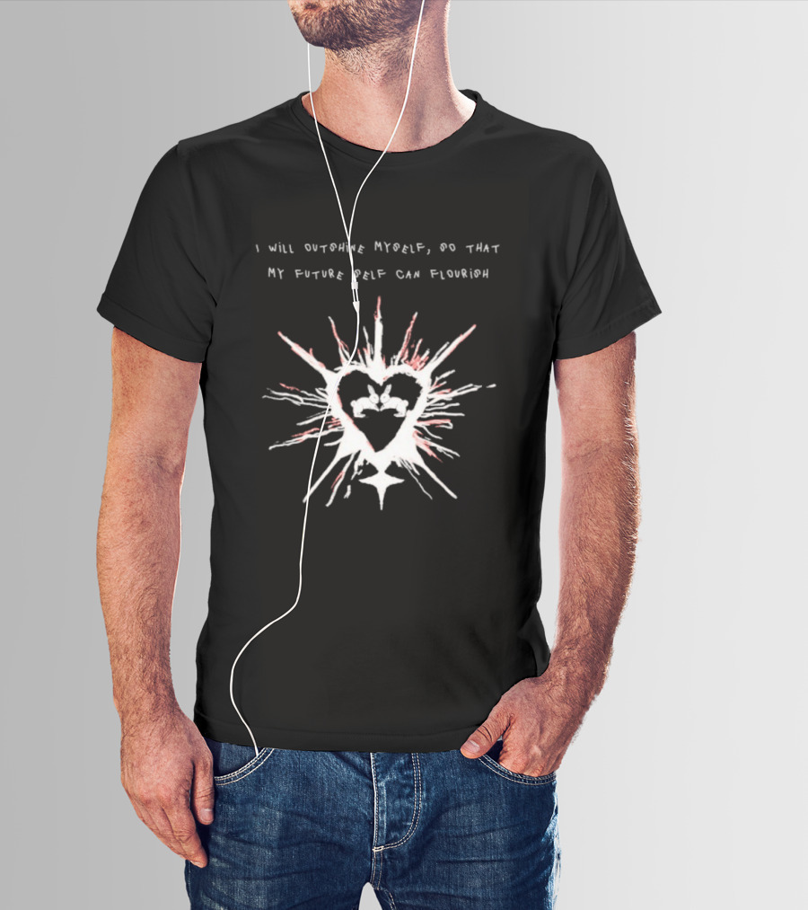 I Will Outshine Myself So That My Future Self Can Flourish Rabbits Heart Motif T-Shirt