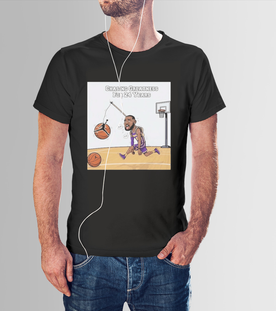 Chasing Greatness For 24 Years Basketball Cartoon With Hoop And Ball T-Shirt
