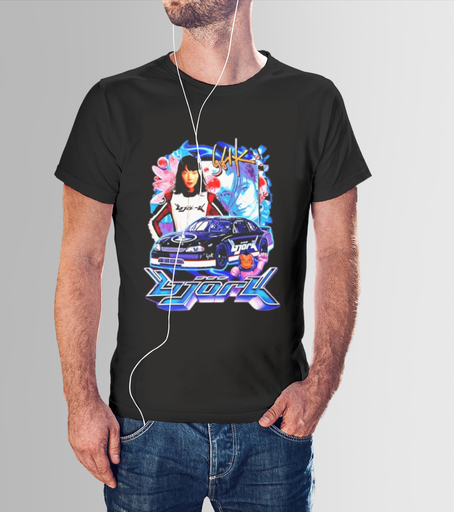 Vintage Bjork Racing Car Graphic Icelandic Music T-Shirt