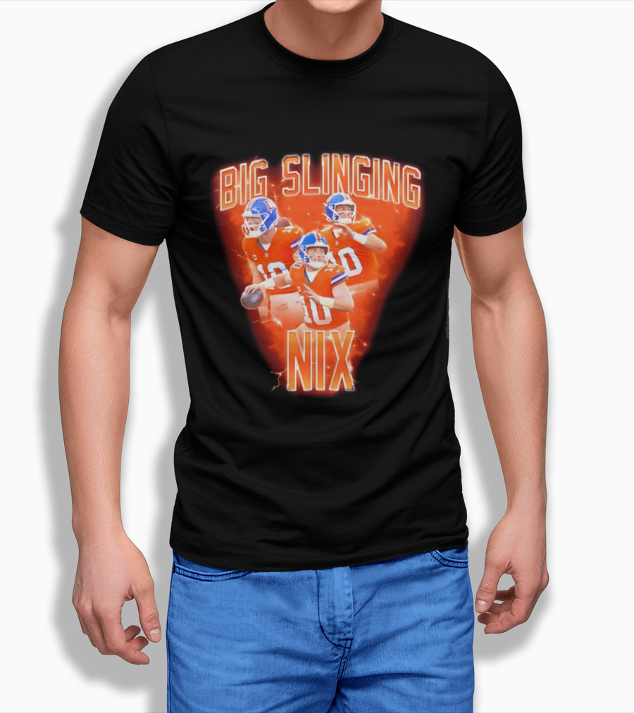 Denver Broncos Big Slinging Bo Nix Collage T-Shirt