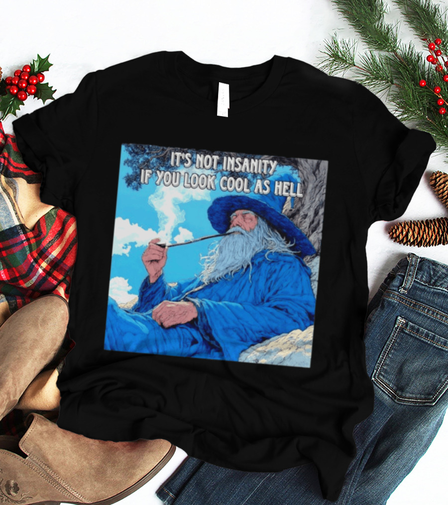 It's Not Insanity If You Look Cool As Hell Wizard Smoking Pipe T-Shirt