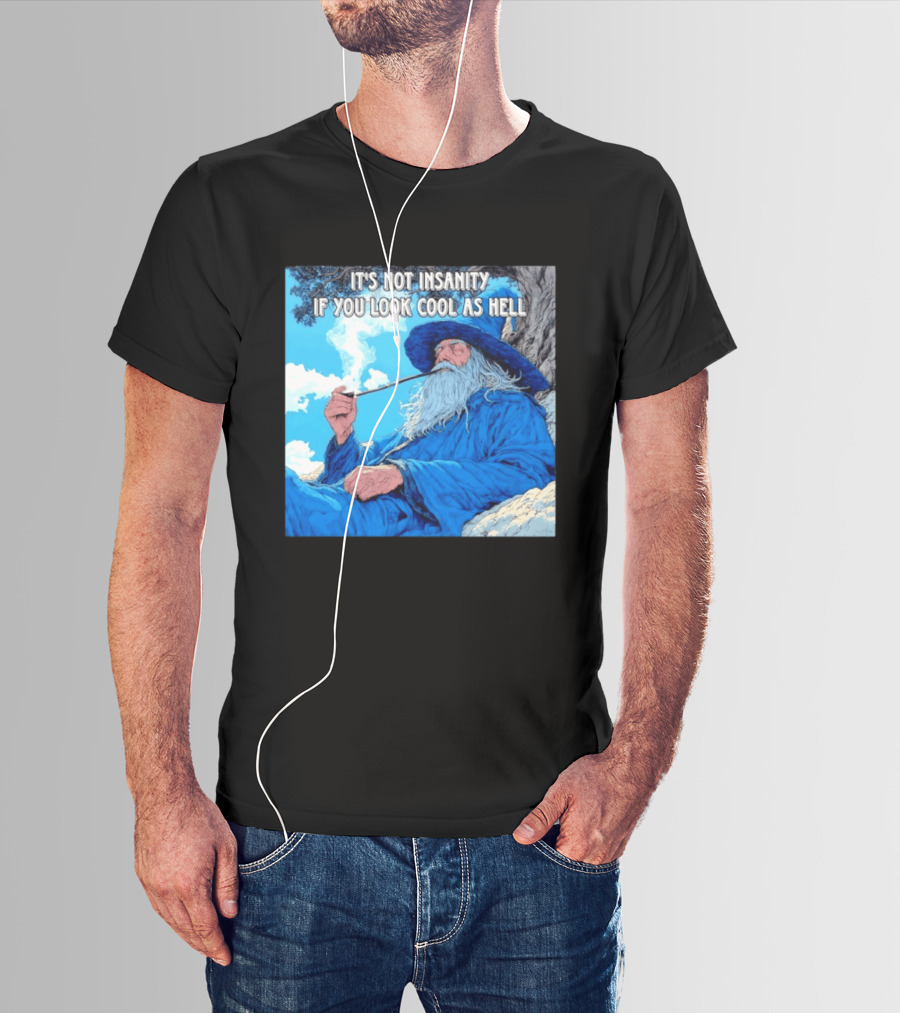 It's Not Insanity If You Look Cool As Hell Wizard Smoking Pipe T-Shirt