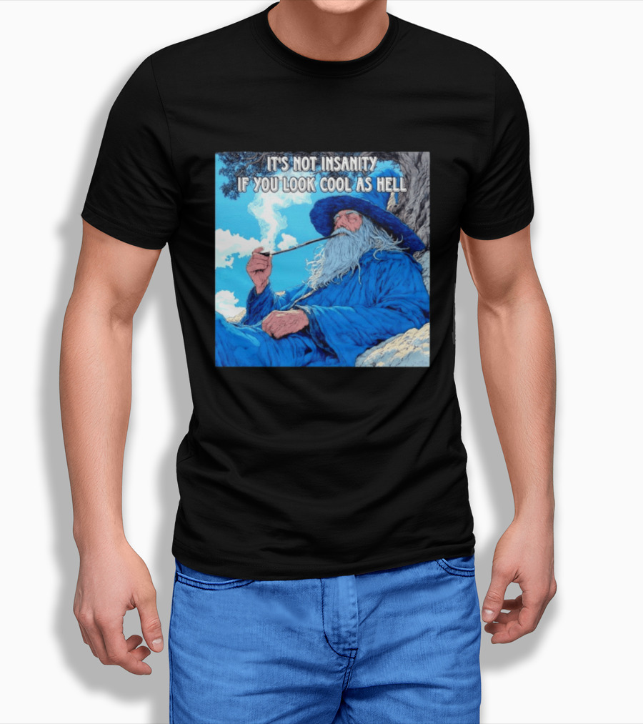 It's Not Insanity If You Look Cool As Hell Wizard Smoking Pipe T-Shirt