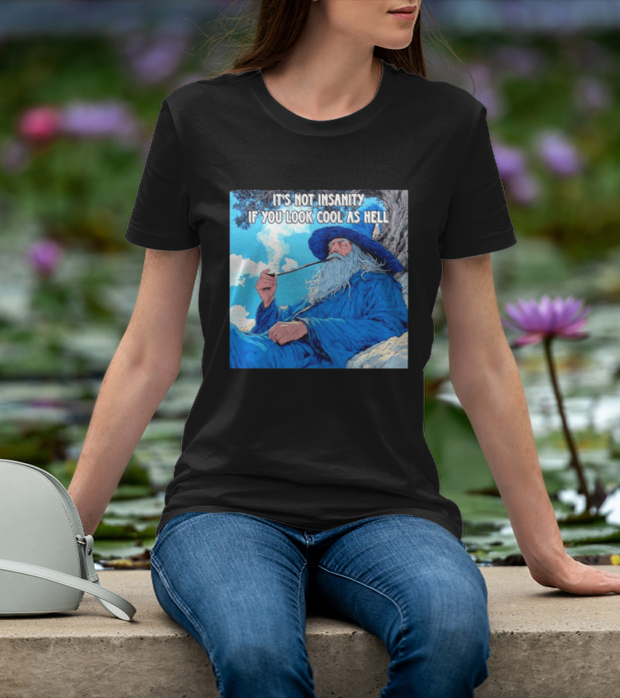 It's Not Insanity If You Look Cool As Hell Wizard Smoking Pipe T-Shirt