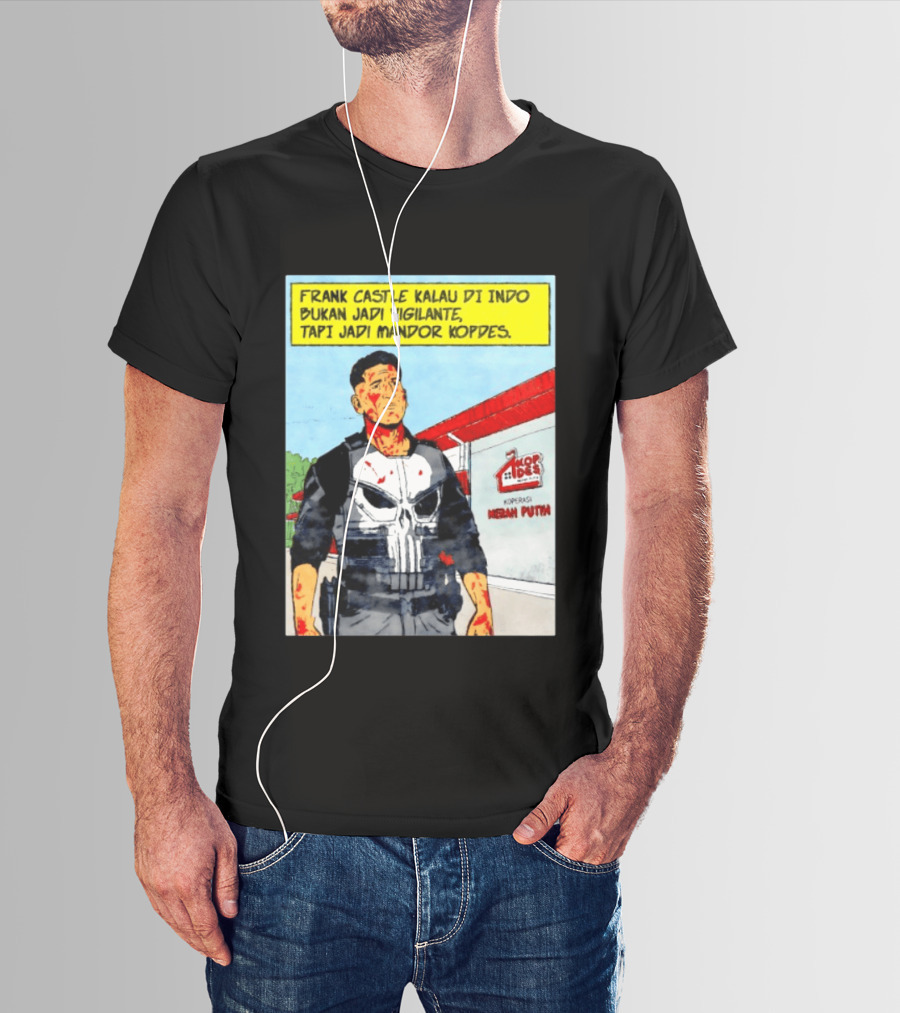 Frank Castle Kalau Di Indo Bukan Jadi Vigilante Tapi Jadi Mandor Kopdes Koperasi Merah Putih Marvel Comics T-Shirt