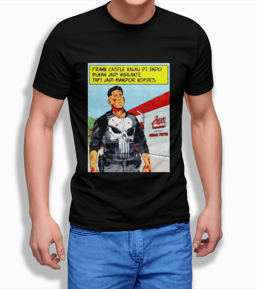 Frank Castle Kalau Di Indo Bukan Jadi Vigilante Tapi Jadi Mandor Kopdes Koperasi Merah Putih Marvel Comics T-Shirt