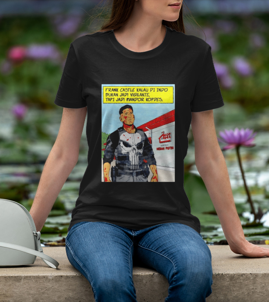 Frank Castle Kalau Di Indo Bukan Jadi Vigilante Tapi Jadi Mandor Kopdes Koperasi Merah Putih Marvel Comics T-Shirt