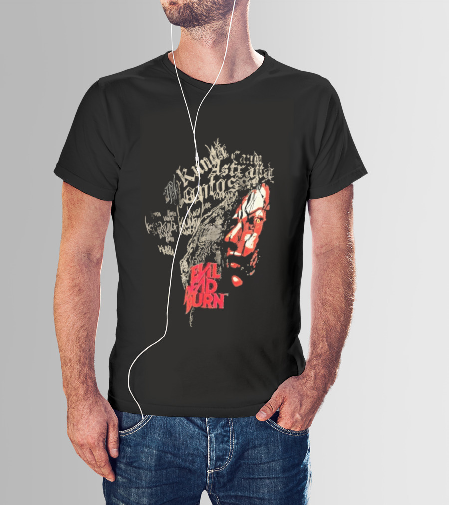 Kunda Astaroth Manto Satta Evil Dead Burn Face Typographic T-Shirt
