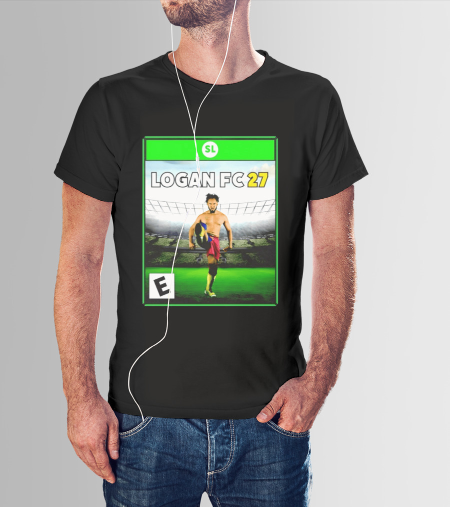 LOGAN FC 27 Soccer Game Box Art With Player In Stadium T-Shirt