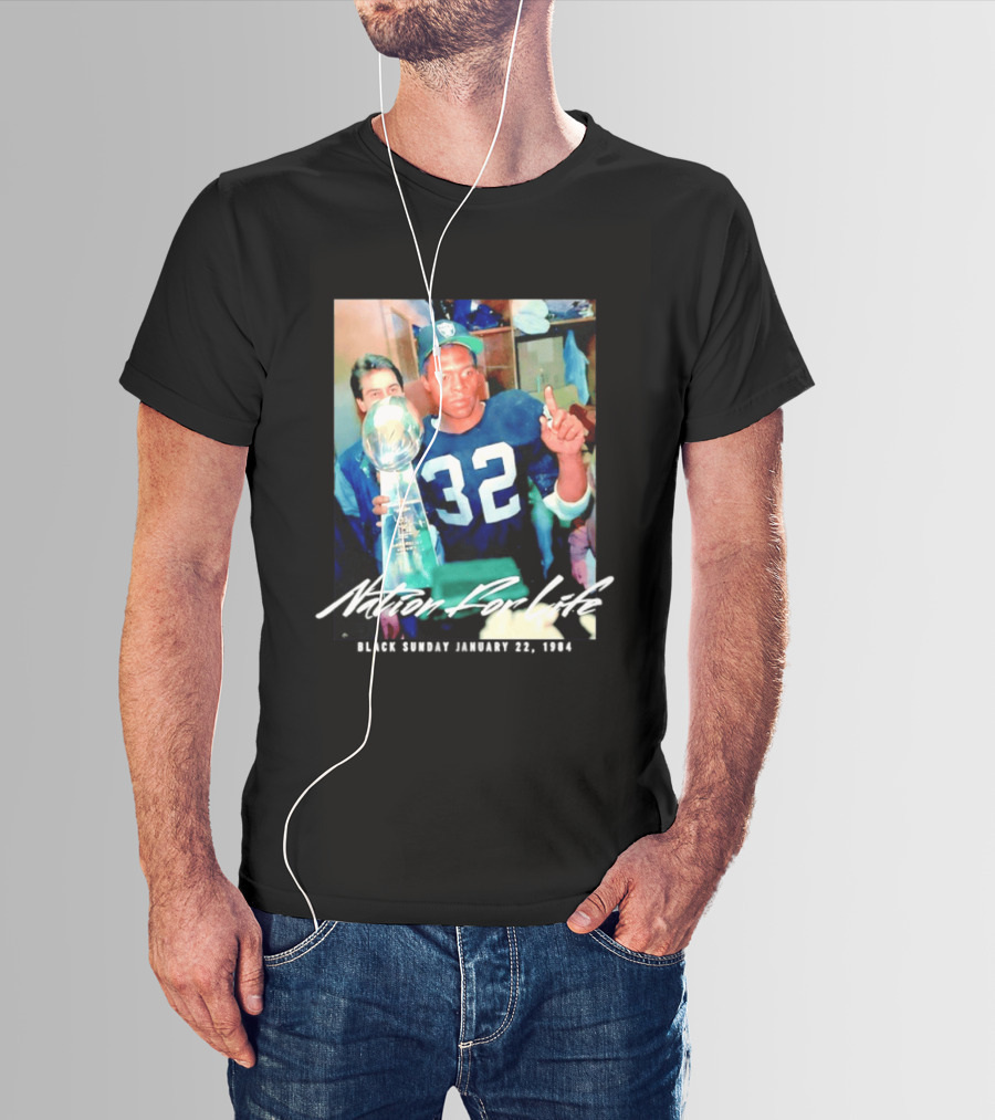 Marcus Allen Nation For Life Black Sunday January 22 1984 T-Shirt