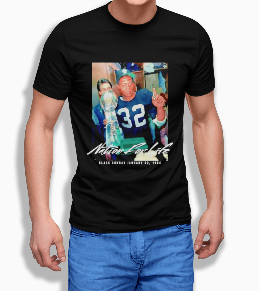 Marcus Allen Nation For Life Black Sunday January 22 1984 T-Shirt