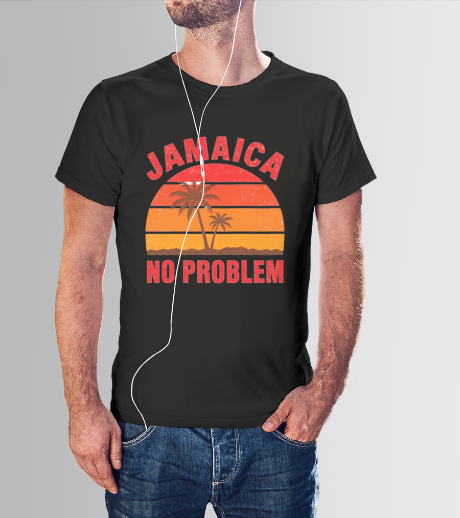 Jamaica No Problem Sunset Palm Trees Vintage Island Vibes T-Shirt