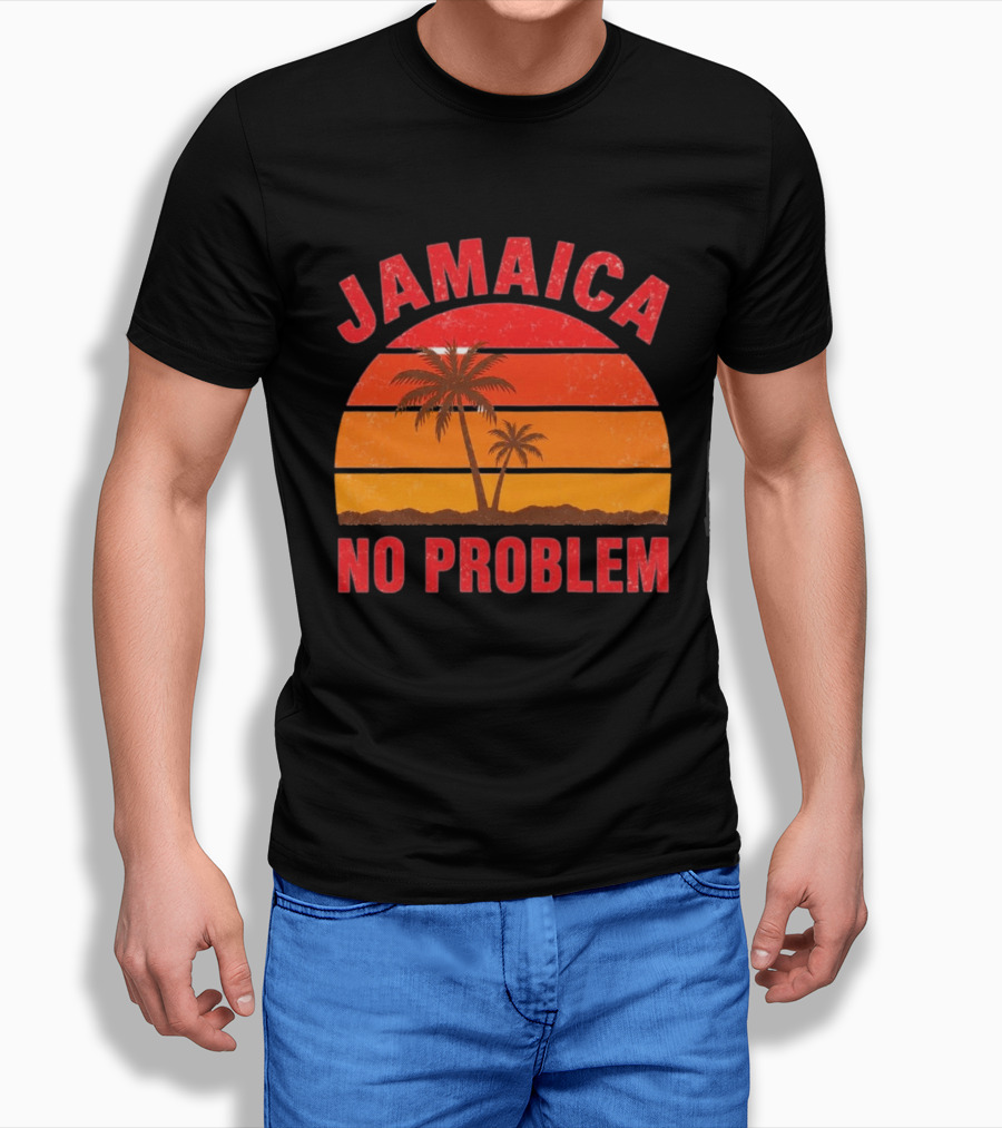 Jamaica No Problem Sunset Palm Trees Vintage Island Vibes T-Shirt