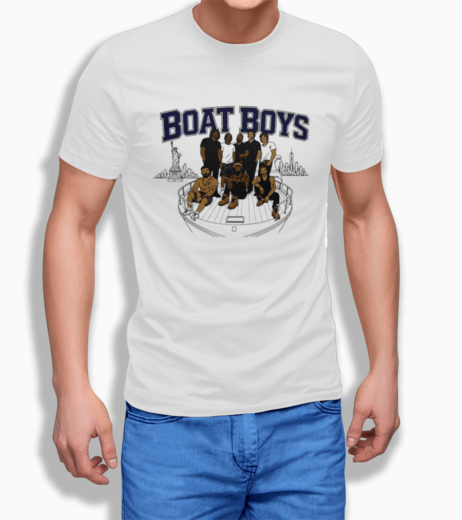 Boat Boys New York City Skyline Statue Of Liberty Group Giants T-Shirt