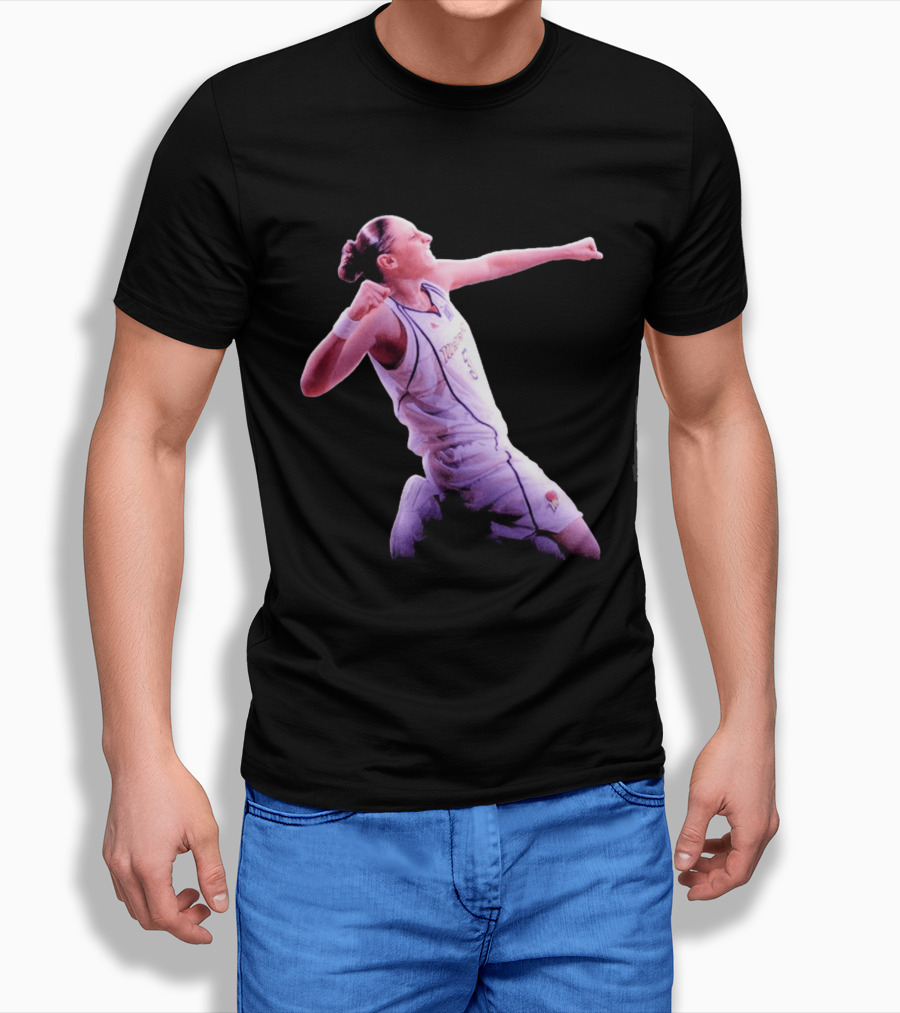 Taurasi Number 5 White Jersey Phoenix Mercury Victory Pose T-Shirt