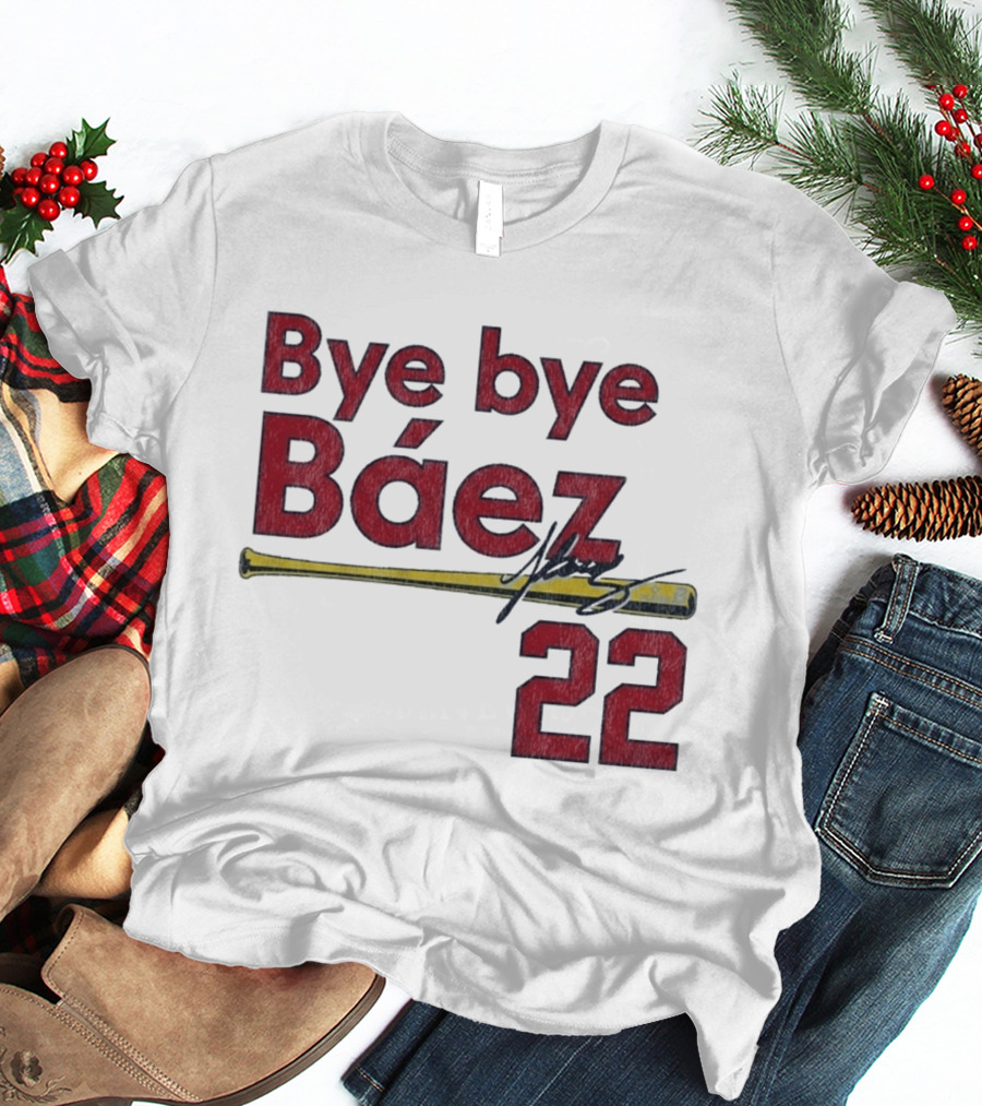 Bye Bye Báez St. Louis Cardinals MLB 2026 Number 22 Baseball Bat Signature T-Shirt