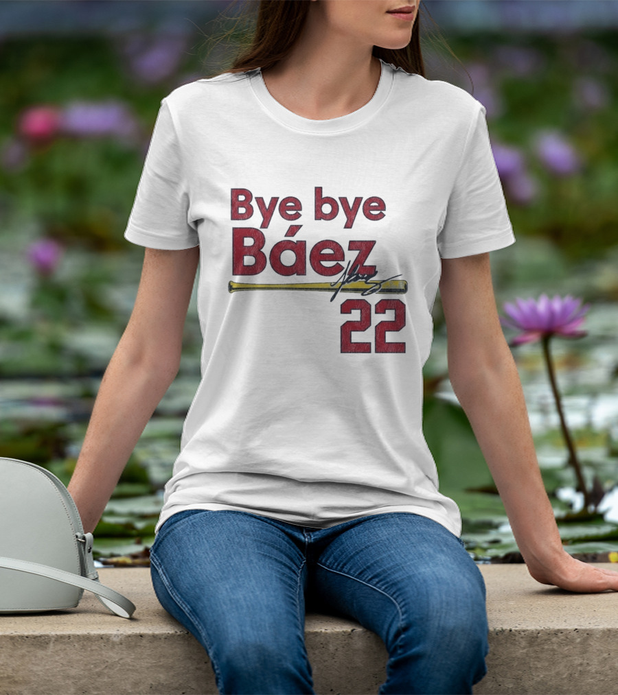 Bye Bye Báez St. Louis Cardinals MLB 2026 Number 22 Baseball Bat Signature T-Shirt