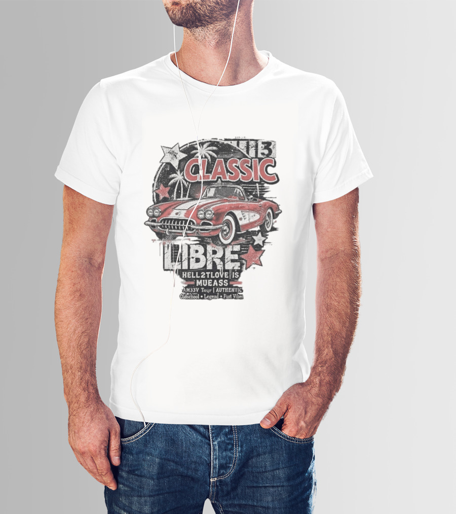 Classic Muscle Car Palm Tree Libre Americana Oldschool Legend Fast Vibes T-Shirt