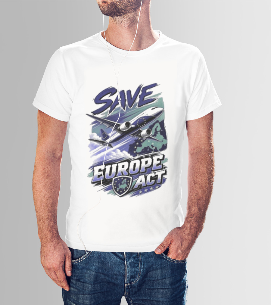 Save Europe Act 2026 Airplane Map Stars T-Shirt
