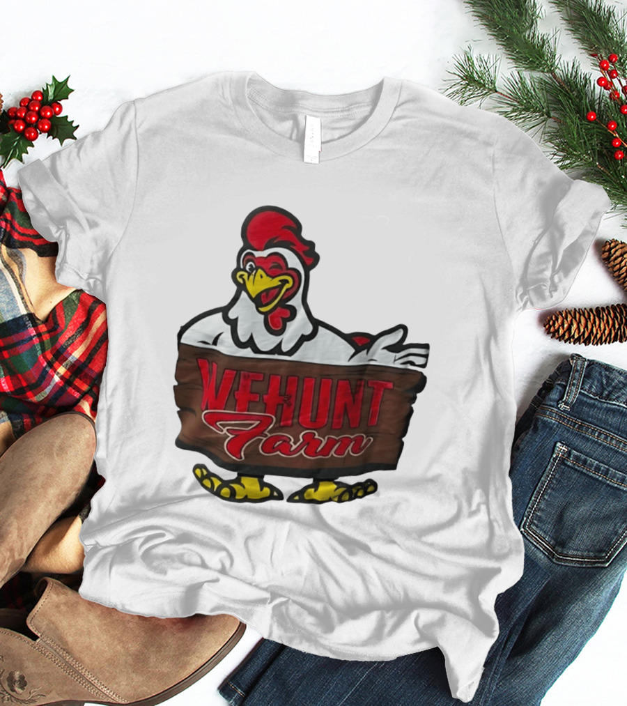 Wehunt Farm Chicken Winking Rooster With Red And Yellow Accents T-Shirt