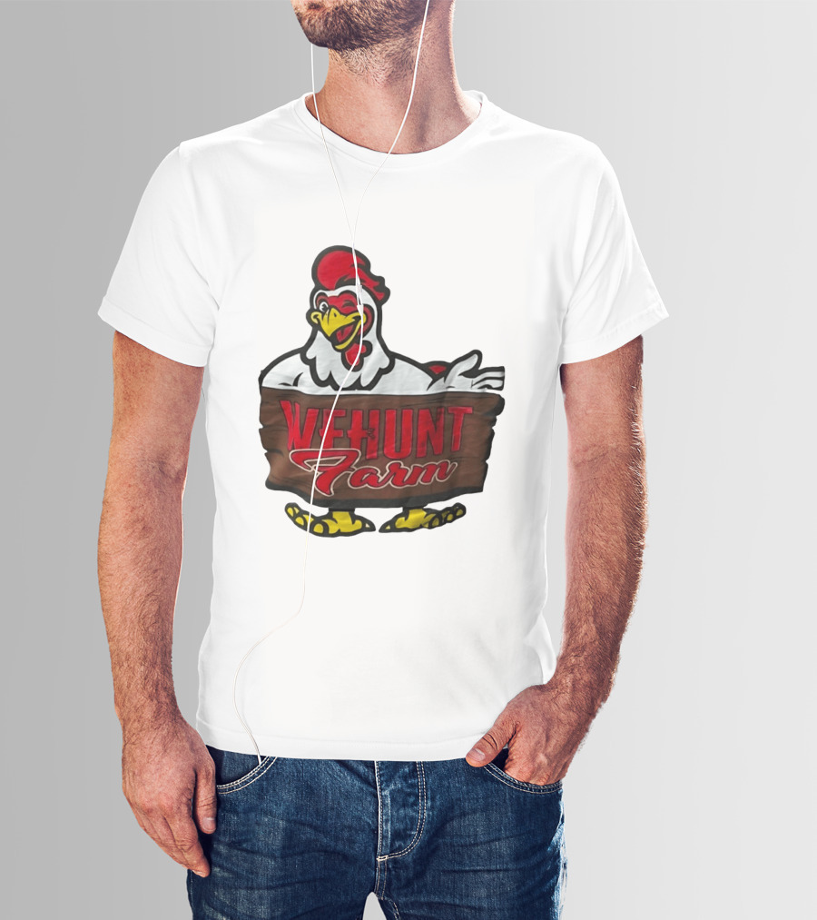 Wehunt Farm Chicken Winking Rooster With Red And Yellow Accents T-Shirt
