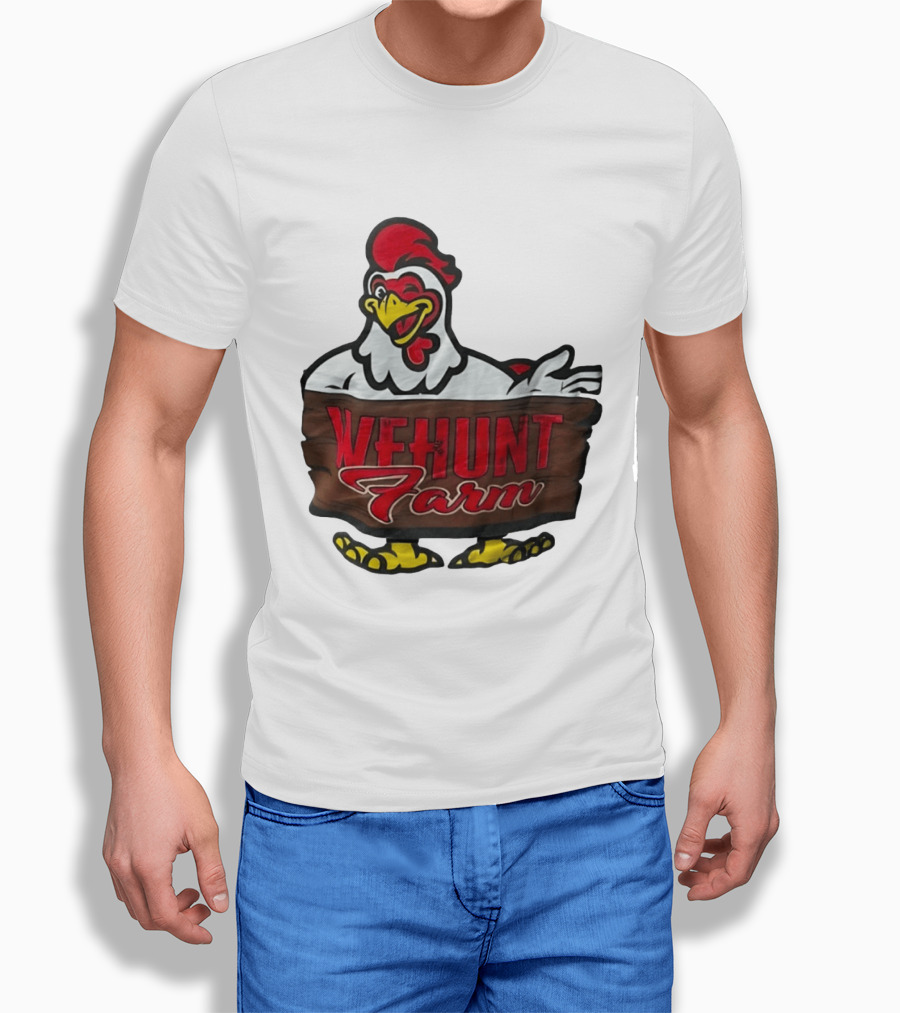 Wehunt Farm Chicken Winking Rooster With Red And Yellow Accents T-Shirt