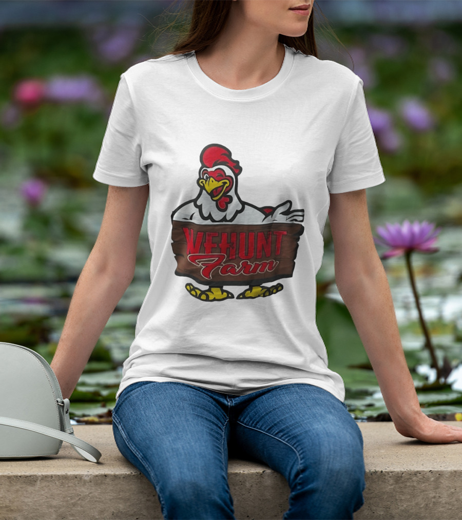 Wehunt Farm Chicken Winking Rooster With Red And Yellow Accents T-Shirt