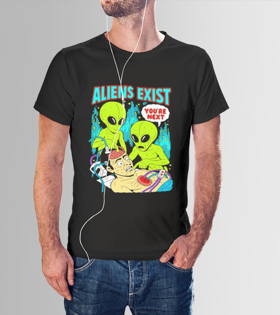 Aliens Exist You Are Next Green Alien Abduction Teen Hearts T-Shirt