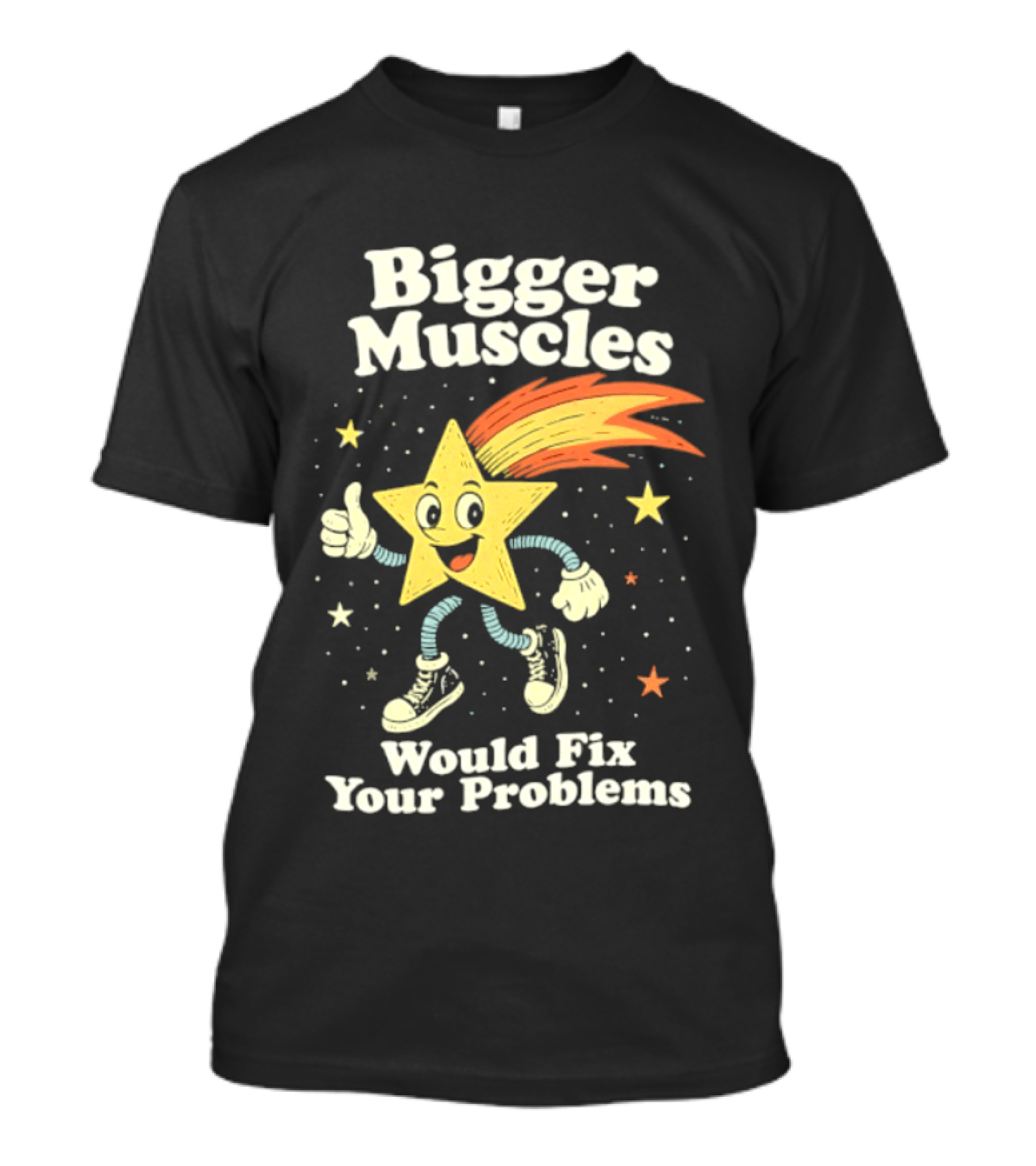 Bigger Muscles Star Cartoon Thumbs Up Encouragement T-Shirt