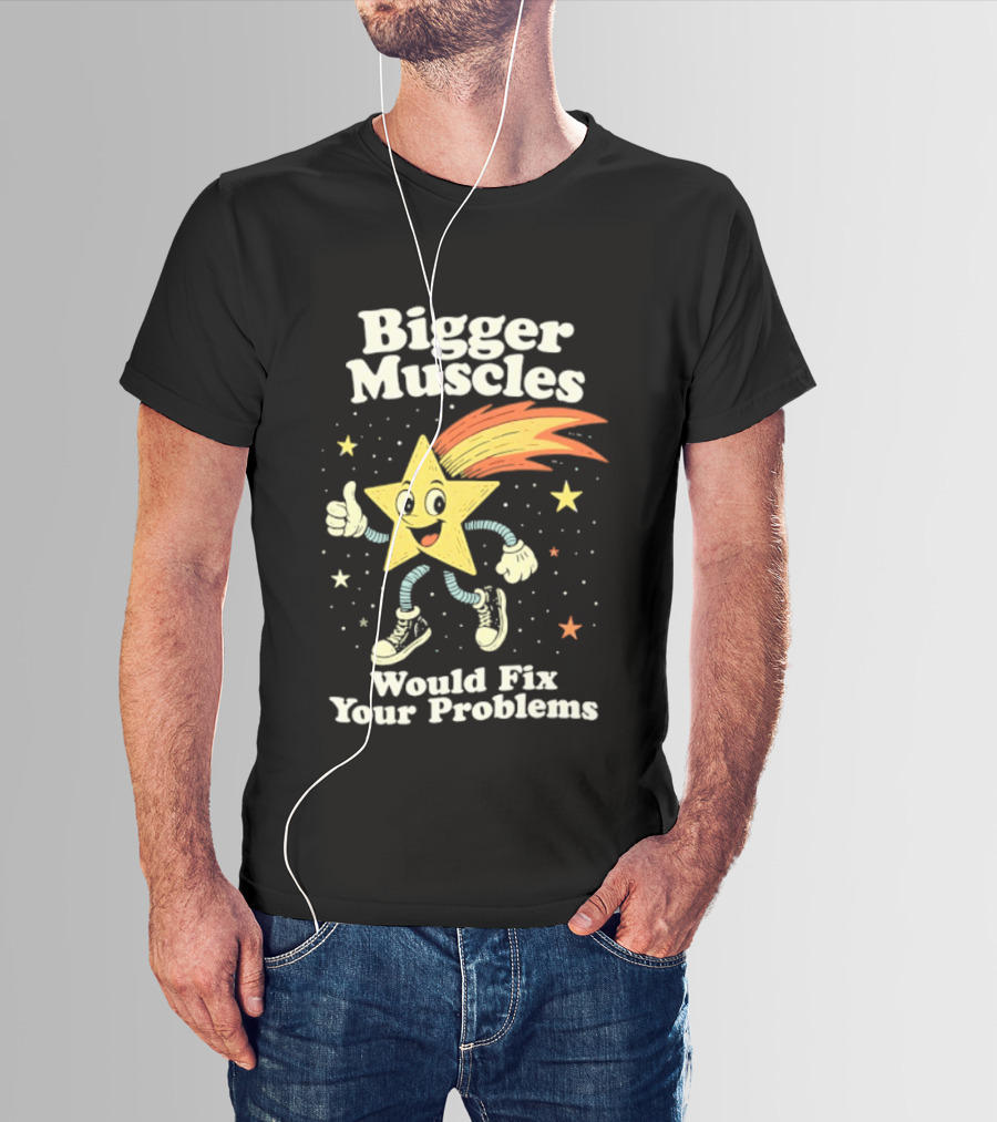 Bigger Muscles Star Cartoon Thumbs Up Encouragement T-Shirt