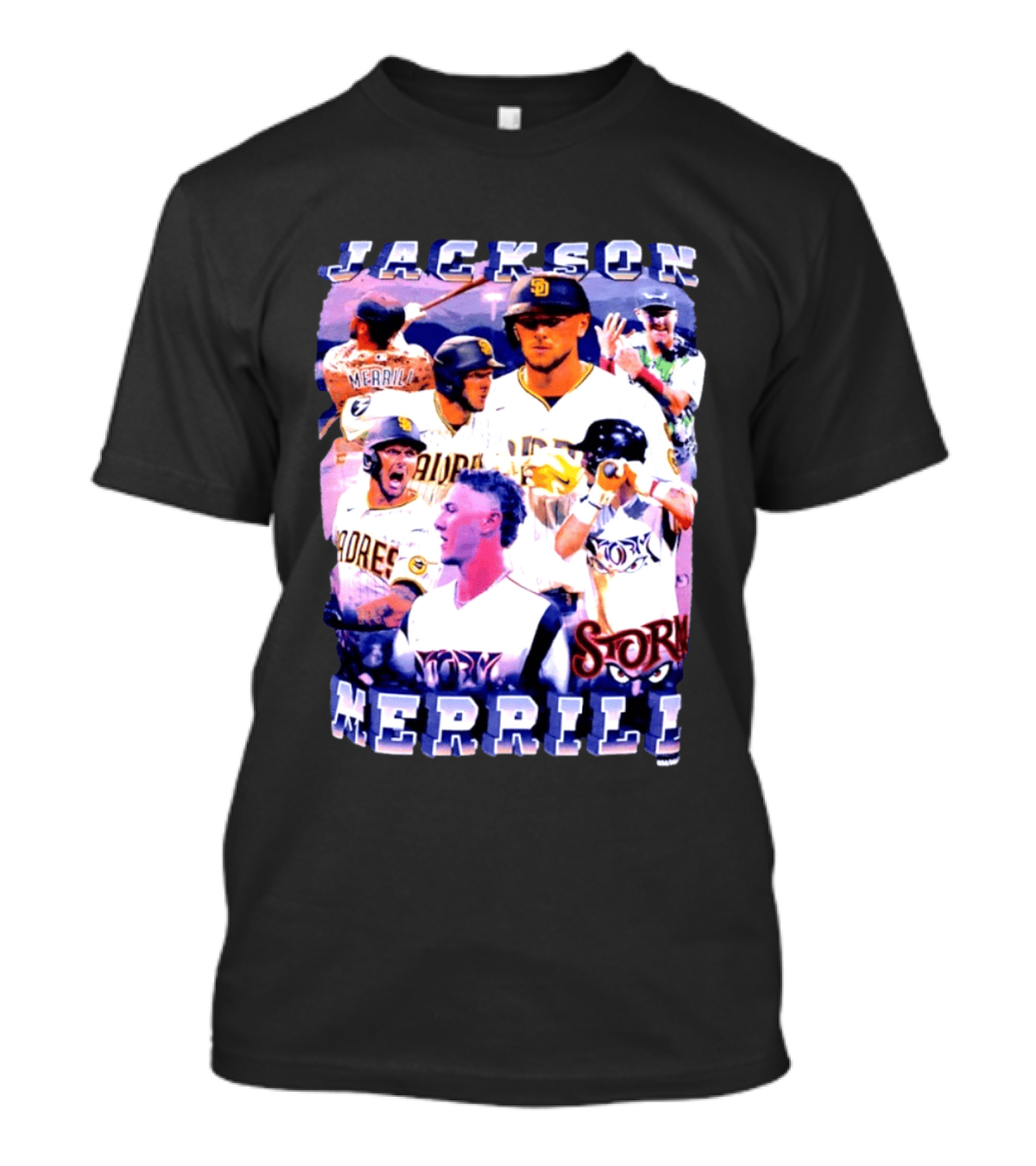 Jackson Merrill Padres Storm Baseball Collage San Diego T-Shirt